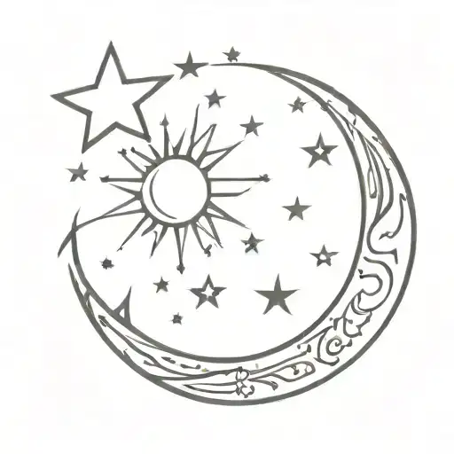 philippines sun with moon and stars tattoo design idea
