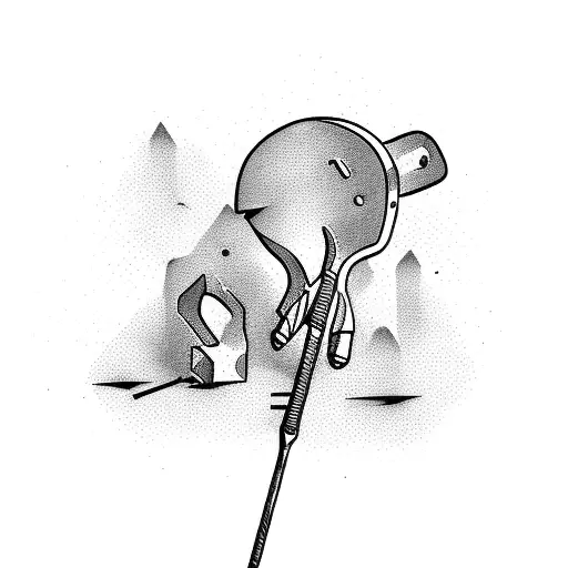 A silhouette of a person passed out drunk with a carpenter's hammer in hand tattoo design idea