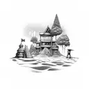 A drunken carpenter building a sandcastle in Ayanapa tattoo design idea