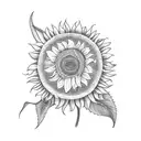 Sunflower on a single stem no leaves blowing in the wind hand-drawn tattoo design idea