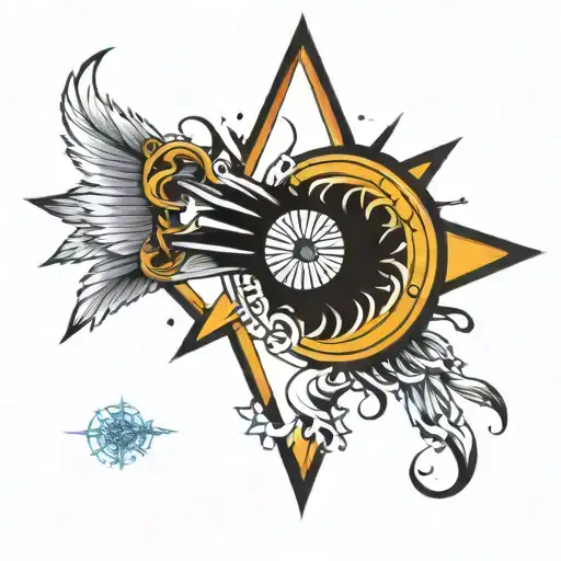 a clepsydre surrounded by a sun rays tattoo design idea