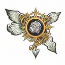 a clepsydre surrounded by a sun rays tattoo design idea