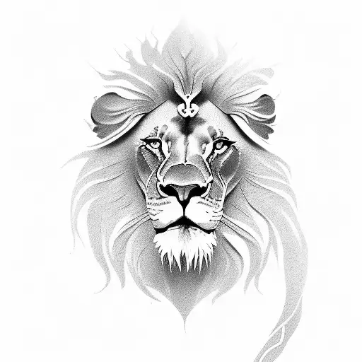 lion alas brujula cruz tattoo design idea