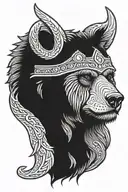 bear head slightly tilted down wearing a Viking crown  tattoo design idea