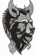 bear head slightly tilted down wearing a Viking crown  tattoo design idea
