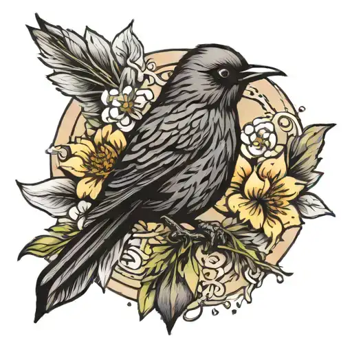 small black bird spirit guide tattoo design idea