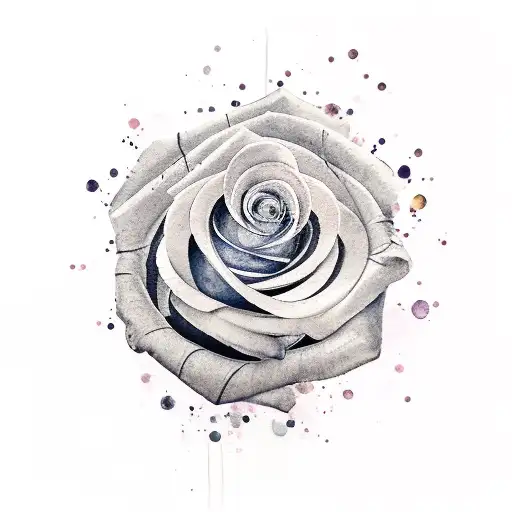 A realistic watercolor tattoo of a blooming rose intertwined with delicate vines tattoo design idea