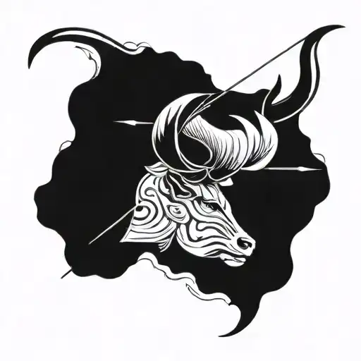 zodiac sign taurus with bow and arrow tattoo design idea