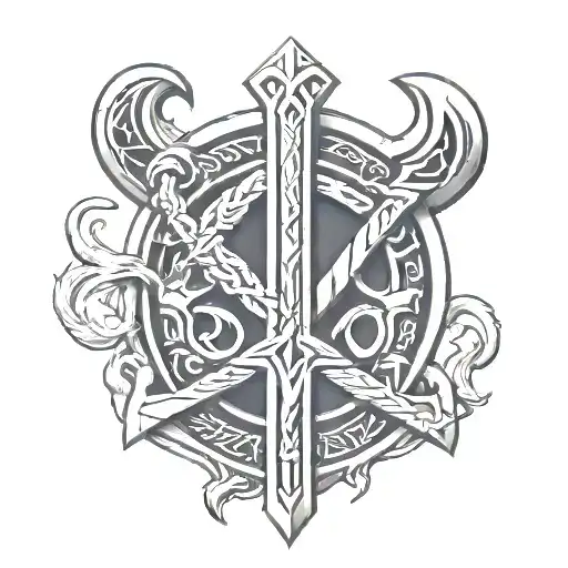viking thor rune tattoo design idea