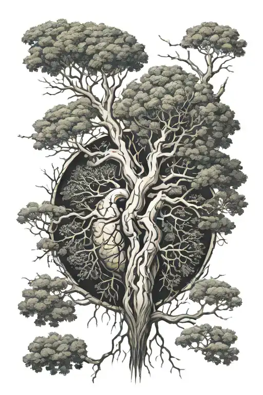 two kidneys growing into trees  tattoo design idea
