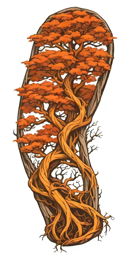 twisted intertwined tree intertwined tattoo design idea