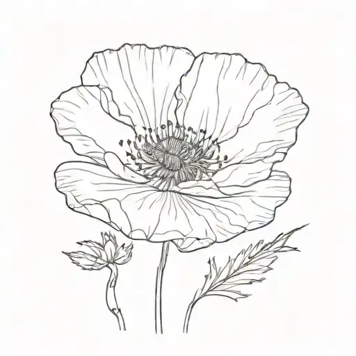 single poppy flower silhouette  tattoo design idea