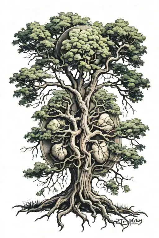 two kidneys sprouting into trees  tattoo design idea