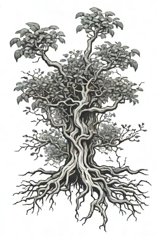 two kidneys roots  sprouting into tree branches tattoo design idea