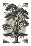 two kidneys growing into trees  tattoo design idea