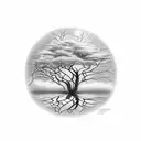 Tree reflected in Pond tattoo design idea