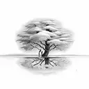 Tree reflected in Pond tattoo design idea