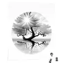 Tree reflected in Pond tattoo design idea