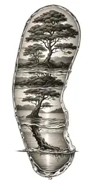  tree reflected in water waves    everything add wind in background  tattoo design idea