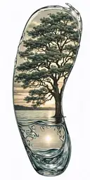  tree reflected in water waves    everything add wind in background  tattoo design idea