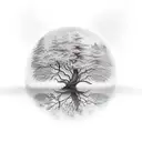 Tree reflected in Pond tattoo design idea