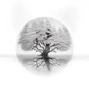 Tree reflected in Pond tattoo design idea