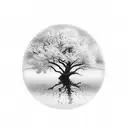 Tree reflected in Pond tattoo design idea