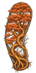 twisted intertwined tree intertwined tattoo design idea