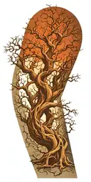 twisted intertwined tree intertwined tattoo design idea
