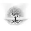 Tree reflected in Pond tattoo design idea