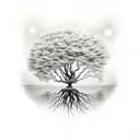 Tree reflected in Pond tattoo design idea