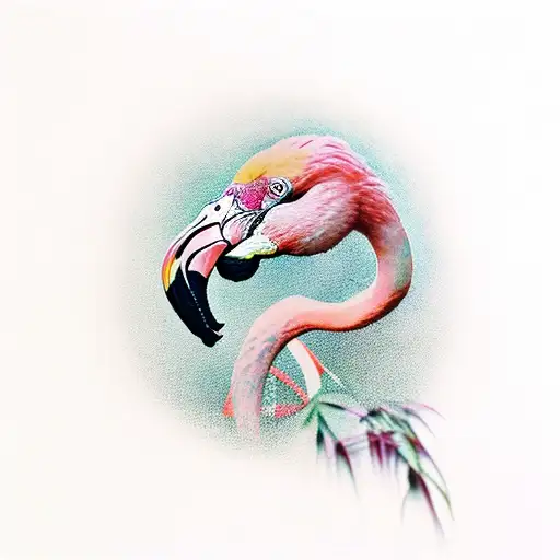 flamingo eat cherry  tattoo design idea