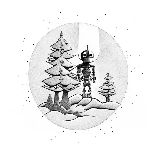 The iron giant holding a tree in its hand tattoo design idea