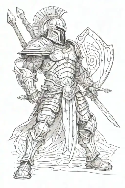 trojan warrior wielding tattoo design idea