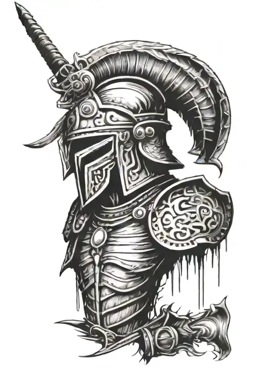 trojan warrior bleeding tattoo design idea