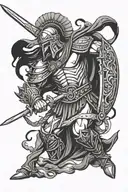 trojan warrior wielding a sword tattoo design idea