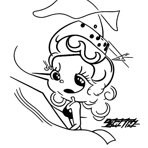 Betty Boop driving a hotrod tattoo design idea