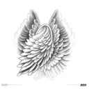 An angel wing crossing from should down the outside of the arm tattoo design idea