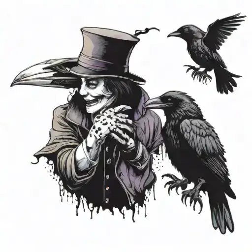 raven and joker holding tattoo design idea