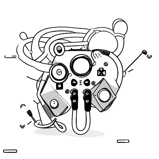 A minimalist tattoo of a video game controller merging with a stethoscope, symbolizing your love for video games and your aspiration to become a doctor. tattoo design idea