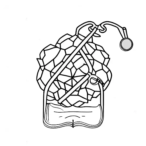 A minimalist design of a book with a stethoscope wrapped around it, representing your passion for studying and your future as a doctor. tattoo design idea