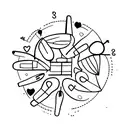 A minimalist design of a group of friends and family holding hands in a circle, symbolizing the importance of your loved ones in your life and your journey towards becoming a doctor. tattoo design idea