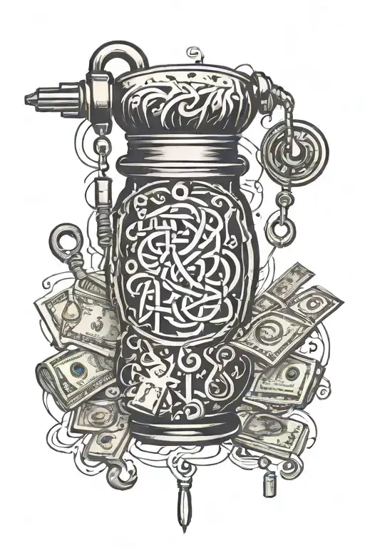 plug talk and money bag tattoo design idea