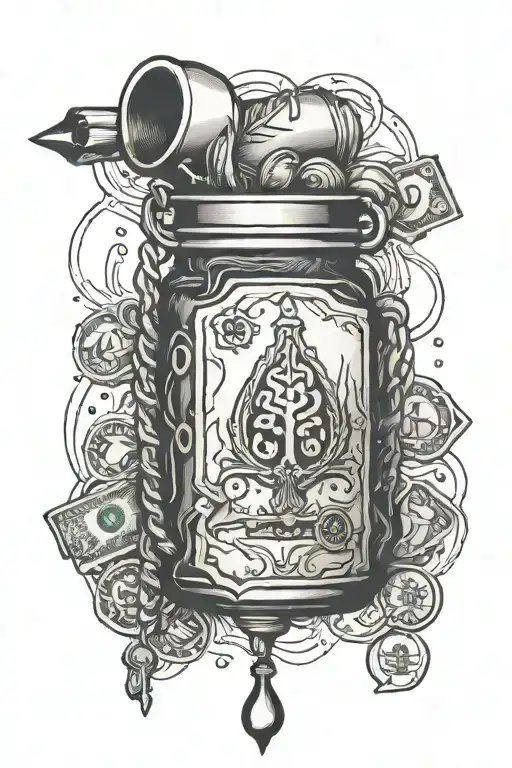 plug talk and money bag tattoo design idea