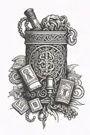 plug talk and money bag tattoo design idea