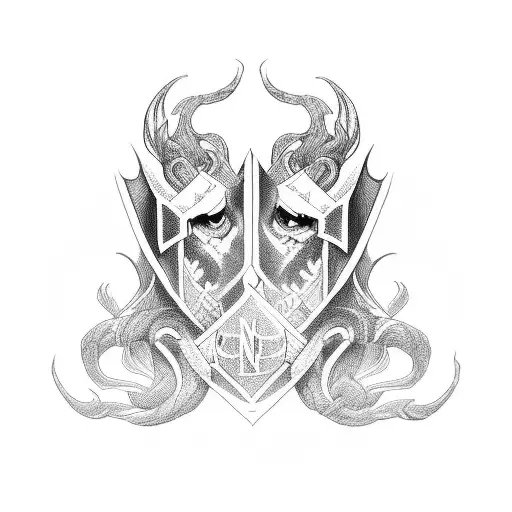 Norse DnD just line work tattoo design idea