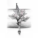 Cherry Blossom with Washington DC flag tattoo design idea