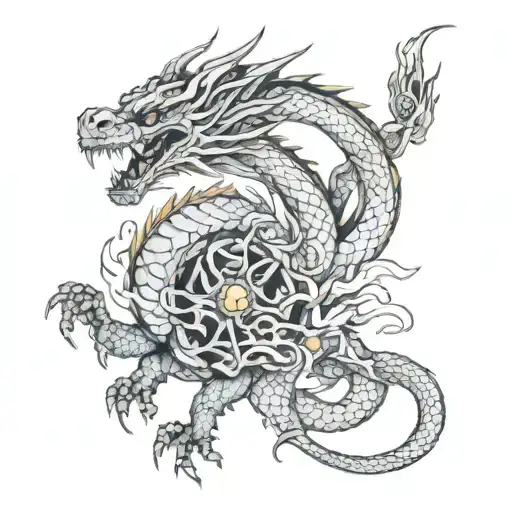 mechanical dragon tattoo design idea