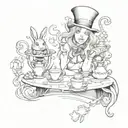 dark version of Alice in wonderland tattoo design idea