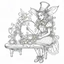 dark version of Alice in wonderland tattoo design idea